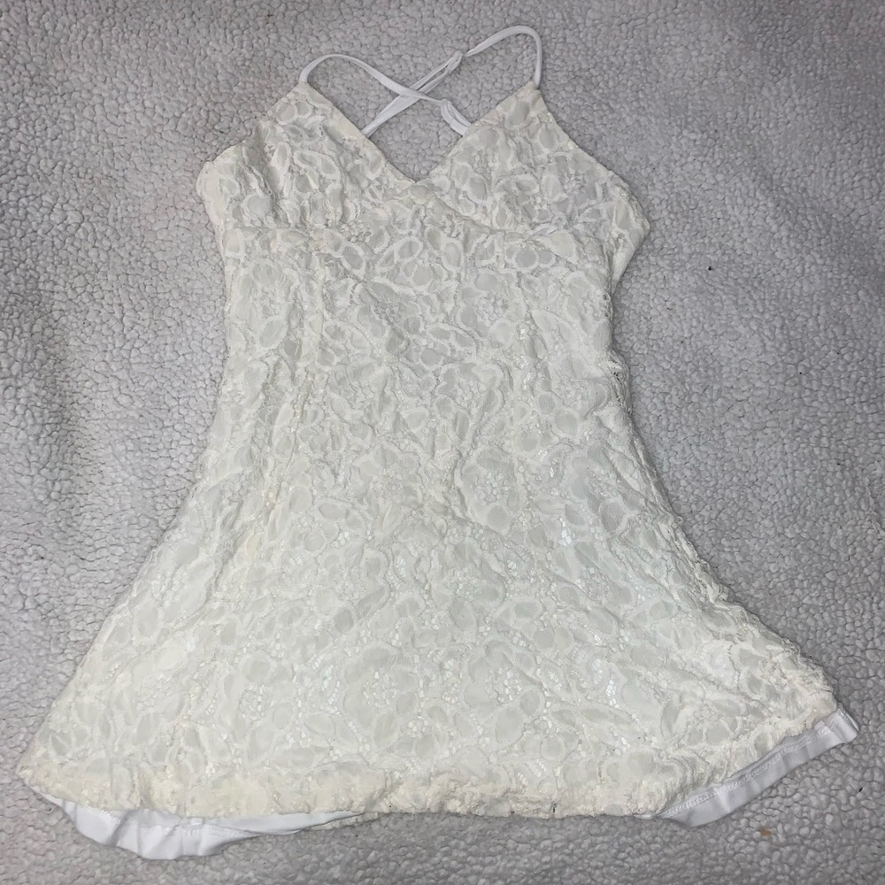 Elegant Mini White Lace Dress